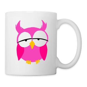 Pink Girl Owl Cartoon Nocturnal Predator Birds - Mug - white - Right