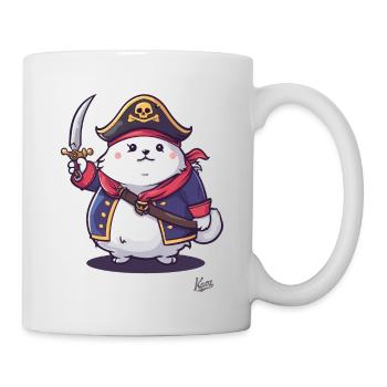 Flauschiger Haustier Pirat Katze - Tasse - Weiß - Rechts