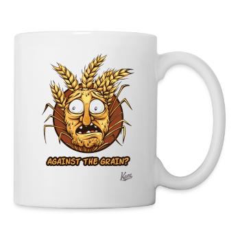 Against the Current: Cartoon Grain Face - Mug - white - Right