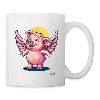 Cochon ange rose avec des ailes - Mug blanc - blanc - Droite