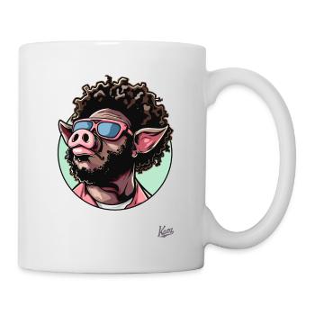Funky Cool Afro Hair : Disco Pig - Mug blanc - blanc - Droite