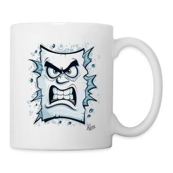 Angry face made of paper - Mug - white - Right