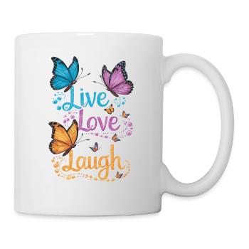 Inspirierender Live Love Laugh Schmetterling - Tasse - Weiß - Rechts