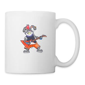 Cartoon Hase rockt E-Gitarre - Tasse - Weiß - Rechts