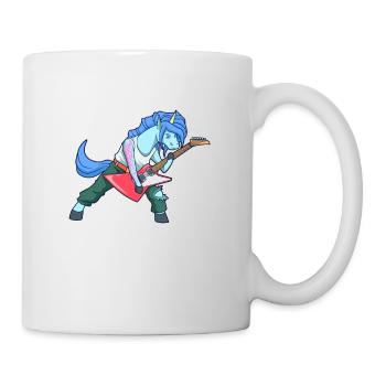Cartoon unicorn rocks electric guitar - Mug - white - Right