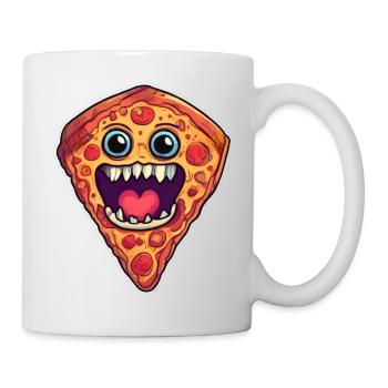 Mignon monstre de pizza dans le style bande dessinée - Mug blanc - blanc - Droite