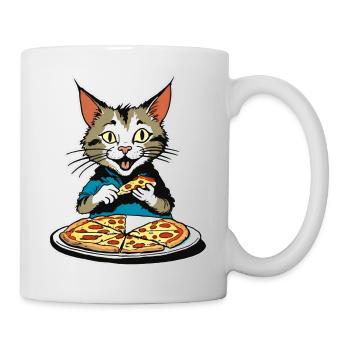 Katze loves Pizza - Tasse - Weiß - Rechts