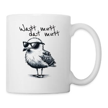 Watt mutt dat mutt Coole Möwe Nordsee Spruch - Mug blanc - blanc - Droite