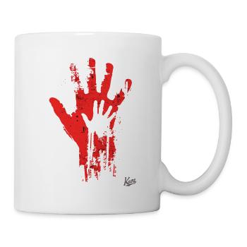 Künstlerische Hände: Vater & Kind - Tasse - Weiß - Rechts