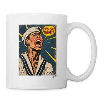Retro Vintage Cartoon Seemann: Es ist so eng! - Tasse - Weiß - Rechts