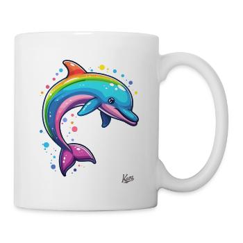 Colorful and cheerful: Rainbow Happy Dolphin - Mug - white - Right