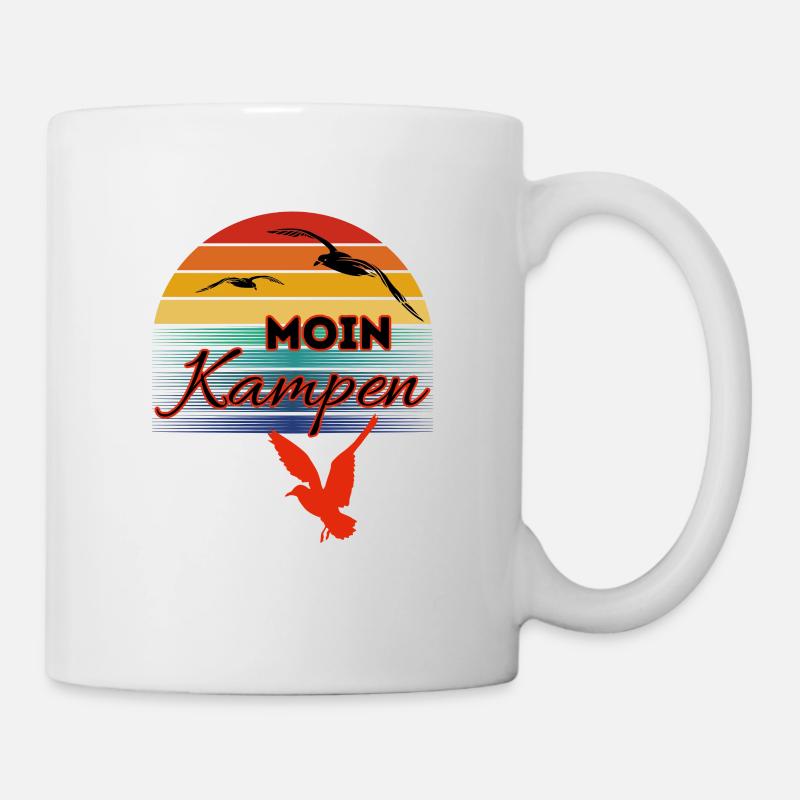 Moin Kampen avec mouette dans le style rétro-Sylt-Kampen - Mug blanc - blanc