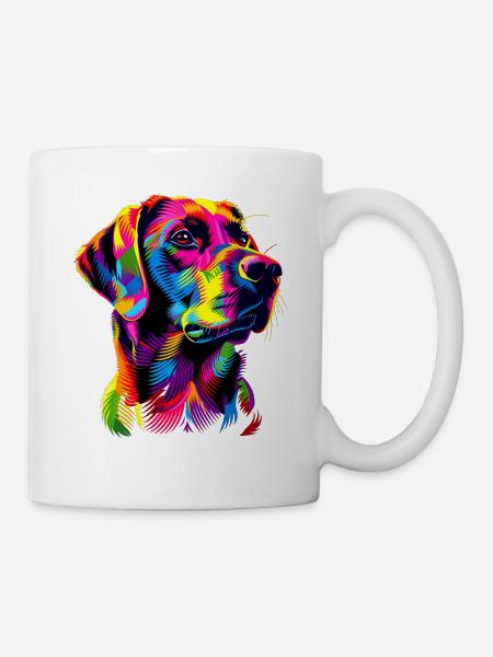 Labrador Retriever Bunte Farben Pop Art Hunde - Tasse - Weiß
