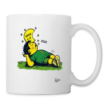 müder Fußballspieler mit Sternen und Mond - Tasse - Weiß - Rechts