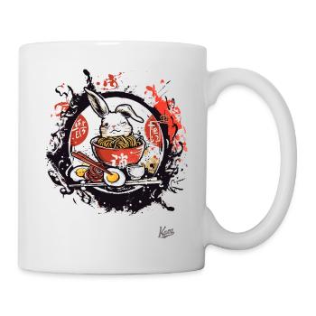 Œufs, nouilles et lapin avec ramen japonais - Mug blanc - blanc - Droite