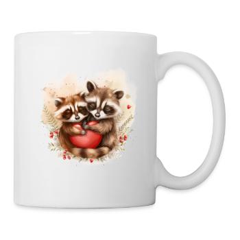 Deux ratons laveurs étreignant un cœur - Mug blanc - blanc - Droite