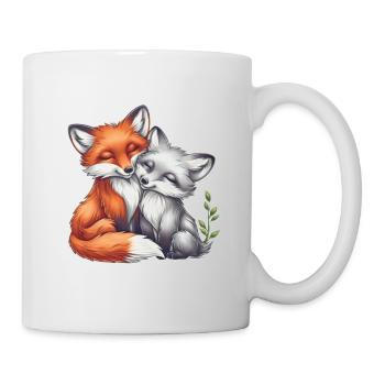 Süßes Fuchspaar schläft zusammen - Tasse - Weiß - Rechts