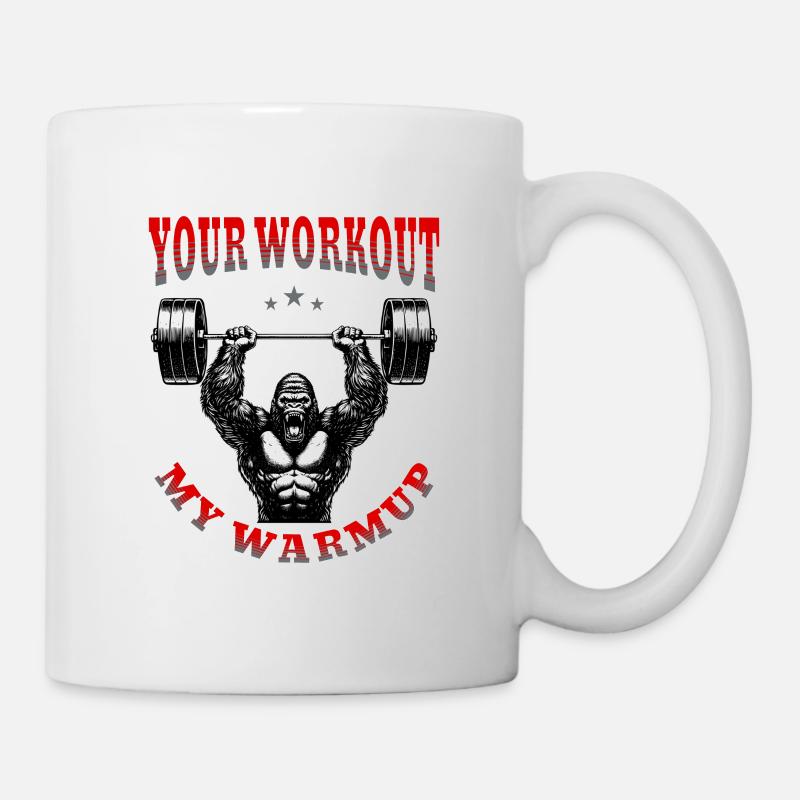 Gorilla, Warmup, Workout, Gym, Training - Tasse - Weiß