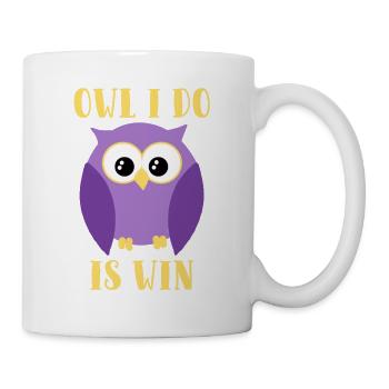 Owl I Do Is Win Funny Cute Nocturnal Predator Bird - Mug - white - Right