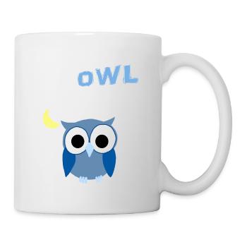 Up Owl Night Owl Moon Nocturnal Bird Lover Funny - Mug - white - Right