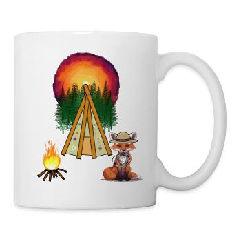 Tipi, feu de camp, Far West, Renard, Woodland, Western - Mug blanc - blanc - Droite