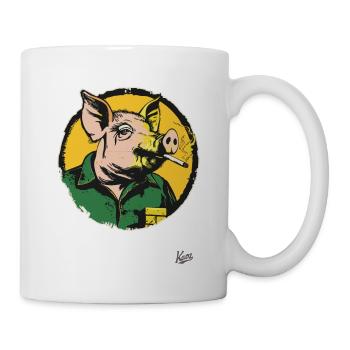 City Country Worker Smoking Pig - Mug - white - Right
