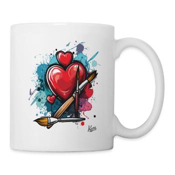 Painter's brushes and hearts for art - Mug - white - Right
