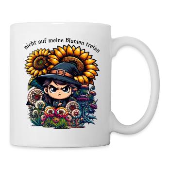 Meine Blumen lustiger Garten Spruch Gärtner Pflanz - Tasse - Weiß - Rechts