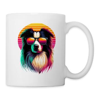 Retro Sunset Sunglasses Border Collie Border - Mug - white - Right