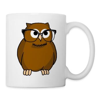 Owl With Glasses Icon Style Nocturnal Predator - Mug - white - Right