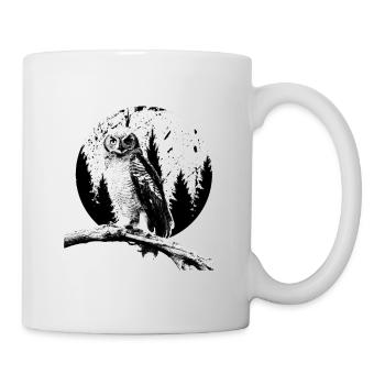 Owl Moon Trees Nocturnal Bird Night Predator Lover - Mug - white - Right