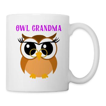 Owl Grandma Hoot Nocturnal Predator Bird Lover Fun - Mug - white - Right