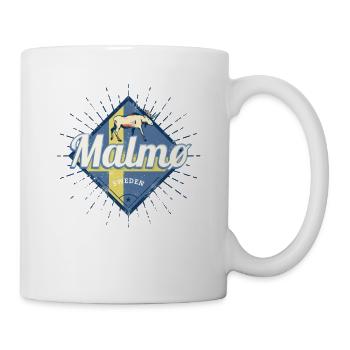 Malmö Schweden Retro Fahne Vintage Elch Souvenir - Tasse - Weiß - Rechts