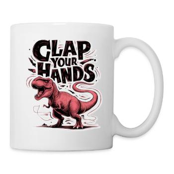 Dinosaur - clapping hands - humor - Mug - white - Right