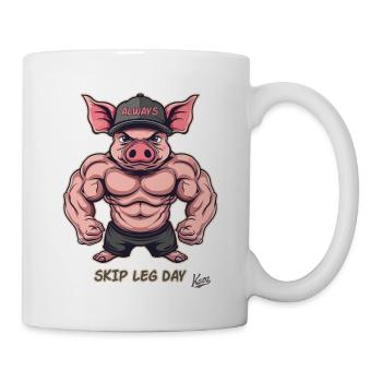 Muscle Bodybuilder Pig : Sautez à nouveau la journée des jambes - Mug blanc - blanc - Droite