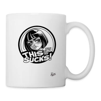 Japanese cartoon girl says: That's annoying! - Mug - white - Right