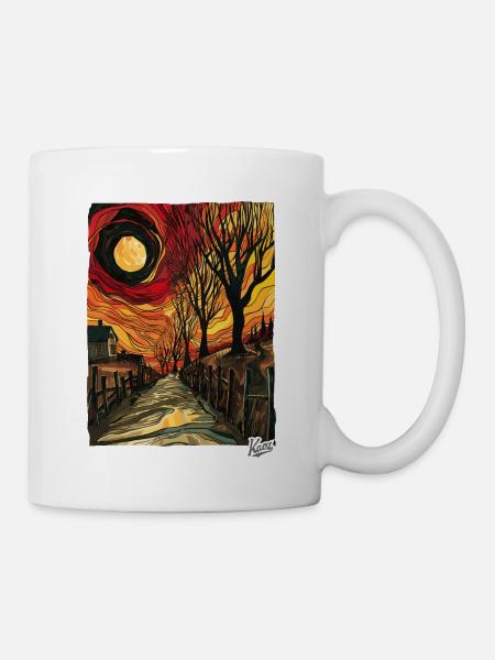 Gemälde eines Feldwegs mit Sonne - Tasse - Weiß