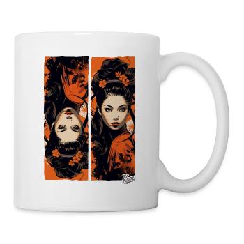 Geishas non conventionnelles en orange et noir - Mug blanc - blanc - Droite