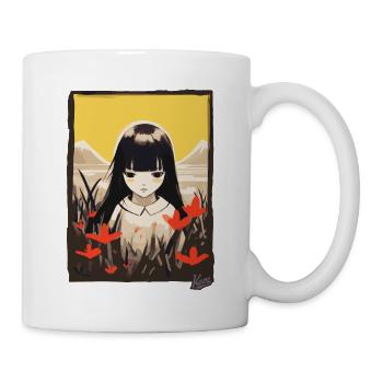 Japanese Asian girl in flower field - Mug - white - Right