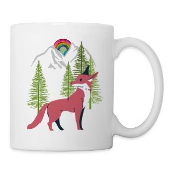 Fuchs Füchse Natur Märchen Wald Natur Baum - Tasse - Weiß - Rechts