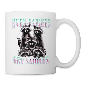 Even Baddies Get Saddies Graphic Raccoon Funny - Mug - white - Right