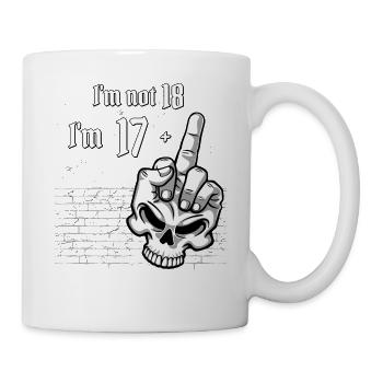 I'm Not 18, I'm 17 Plus 1 Middle Finger Skull - Mug - white - Right