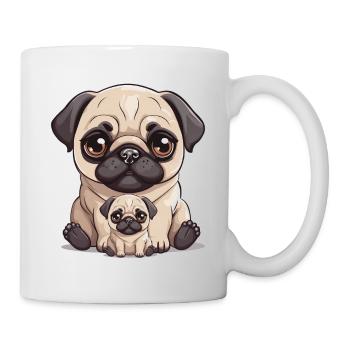Mops Hund Hunde Mama Kind Baby Hunde - Tasse - Weiß - Rechts