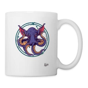 Drôle, Bizarre Grandes Oreilles : Pieuvre Éléphant - Mug blanc - blanc - Droite