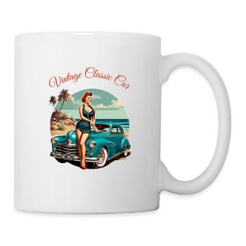 Vintage Classic Car Retro Pin Up Girl - Mug - white - Right