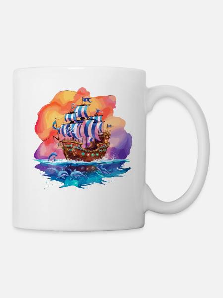 Piratenschiff für Kinder - Tasse - Weiß