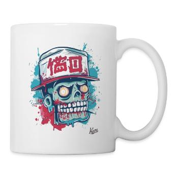 Funny Japanese Streetwear: Zombie Skull - Mug - white - Right
