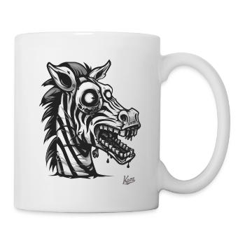Müdes Krankes komisch lustiges Zombie Zebra - Tasse - Weiß - Rechts