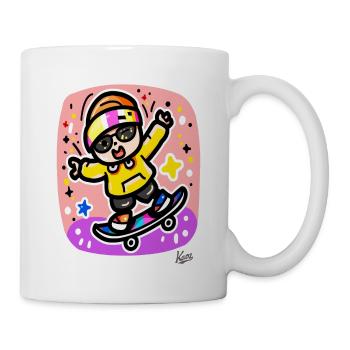 Little skateboarder skating on skateboard - Mug - white - Right