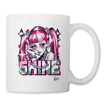 hübsches Mädchen scheint mit Diamanten und Juwelen - Tasse - Weiß - Rechts